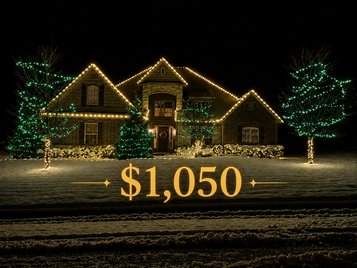 A home decorated with a custom Christmas light display